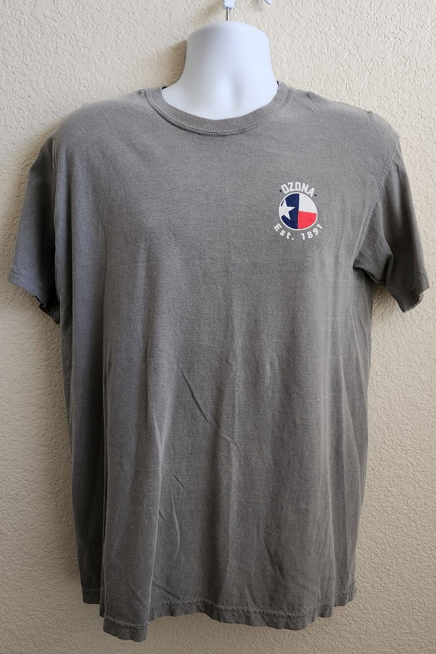 Comfort Colors Gray Texas Flag Ozona T Shirt Medium Lightweight Stretch Soft